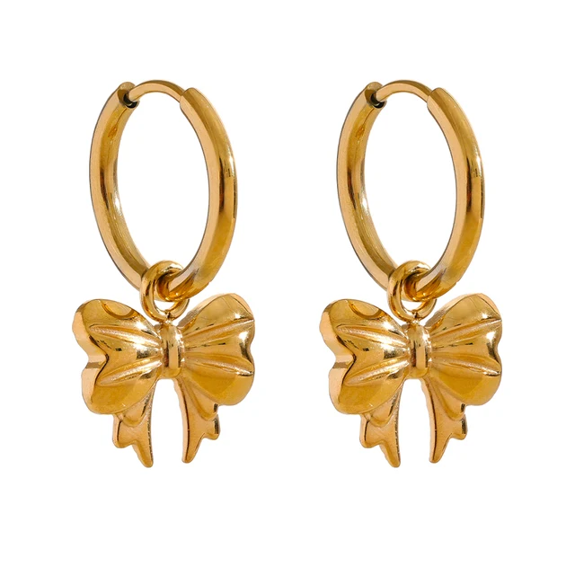 Katrina Bow Gold plated Steel drop Earring party wear | Best gift for her