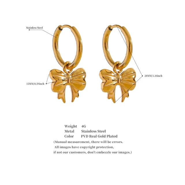 Katrina Bow Gold plated Steel drop Earring party wear | Best gift for her