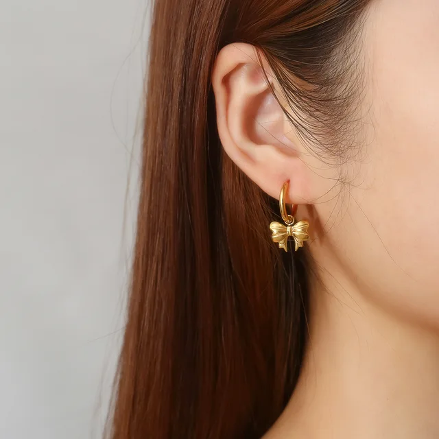 Katrina Bow Gold plated Steel drop Earring party wear | Best gift for her