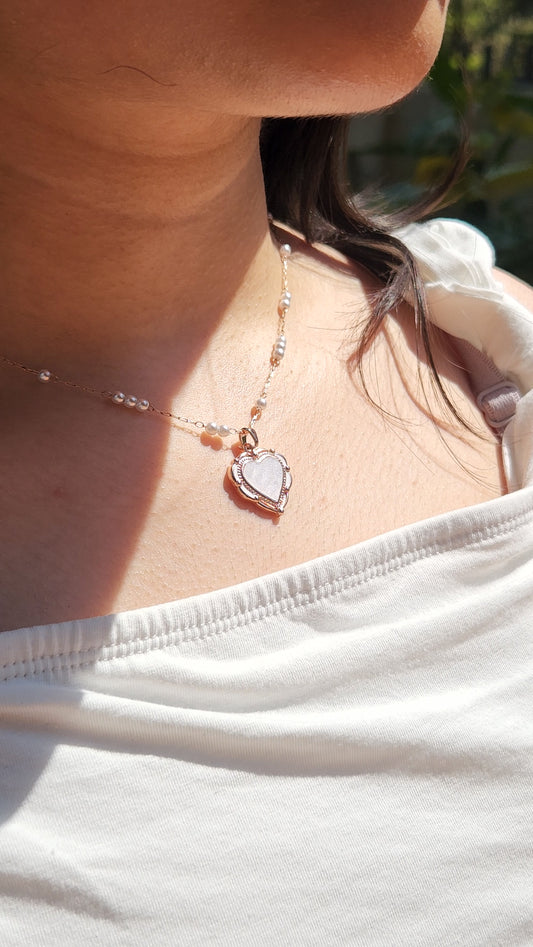 White Heart Pendant - Anti Tarnish Pendant & Pearl Chain for your daily wear