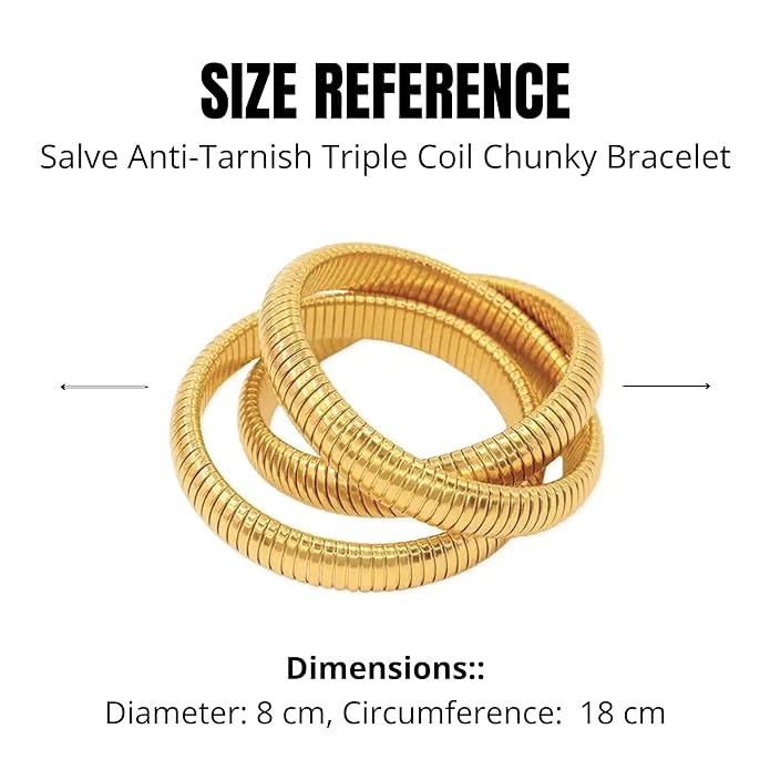 Triple Coil Stainless Steel Gold Polished Bracelet - Trending celebrity Bracelet