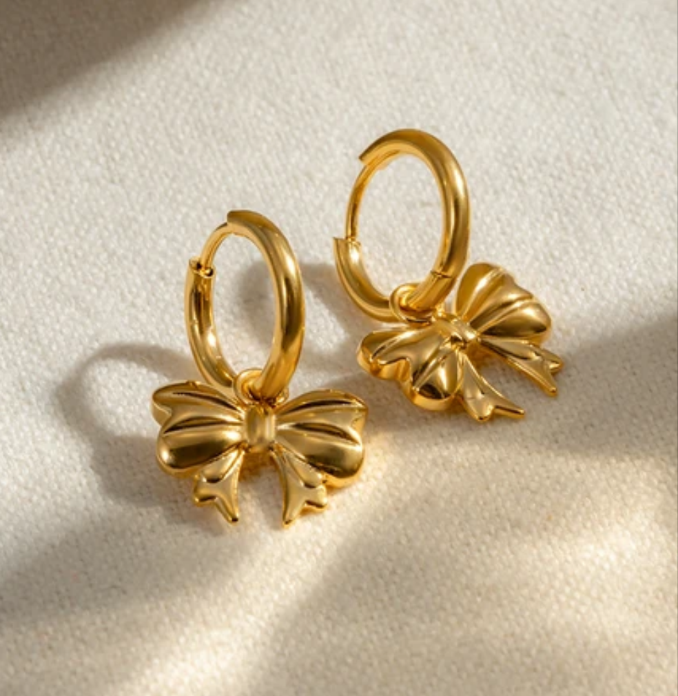 Katrina Bow Gold plated Steel drop Earring party wear | Best gift for her