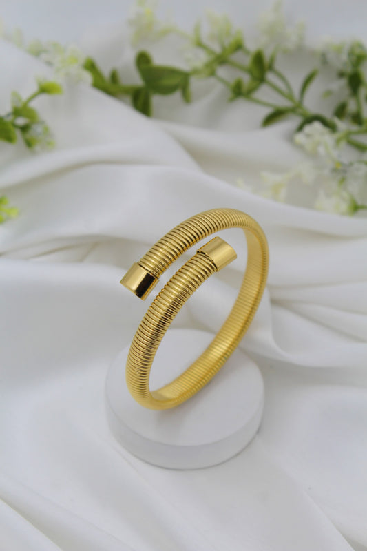 Flexi Half trending Spiral Gold plated Kada Bracelet