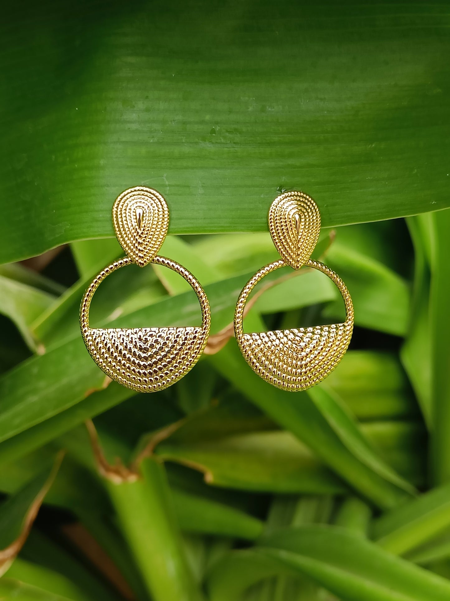 Half Ringy Matt Drop  - Gold Drop earring for Party & casual wear collection