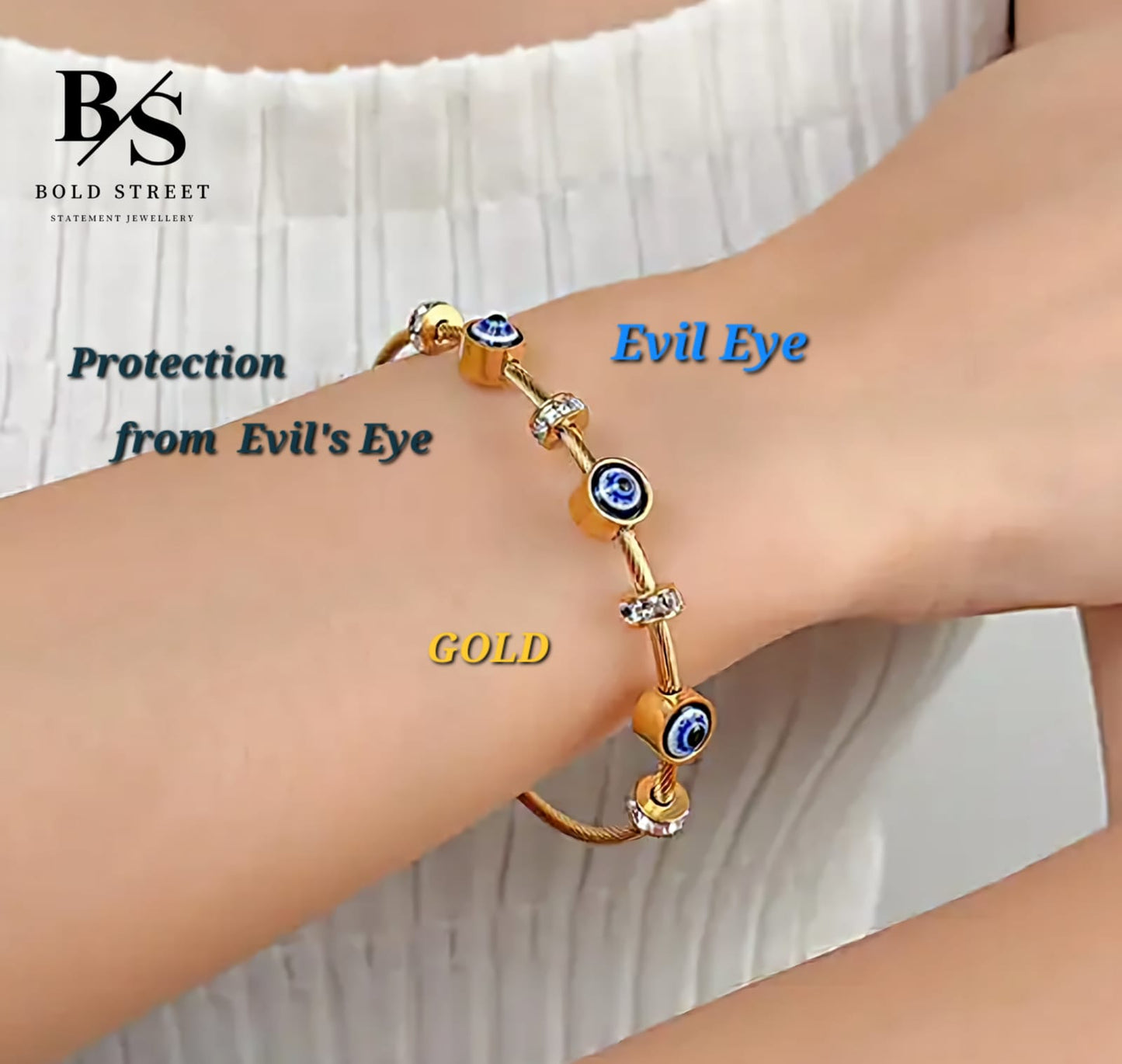 Evil Eye Kada Gold Plated Magnetic Clasp | Anti Tarnish | Cleebrity loved | Best Stack Kada Bracelet