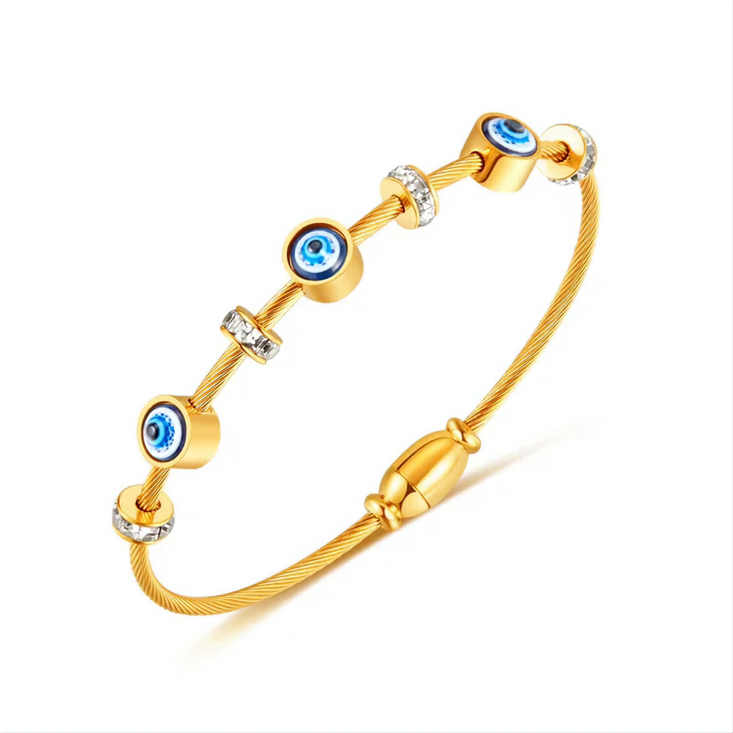 Evil Eye Kada Gold Plated Magnetic Clasp | Anti Tarnish | Cleebrity loved | Best Stack Kada Bracelet